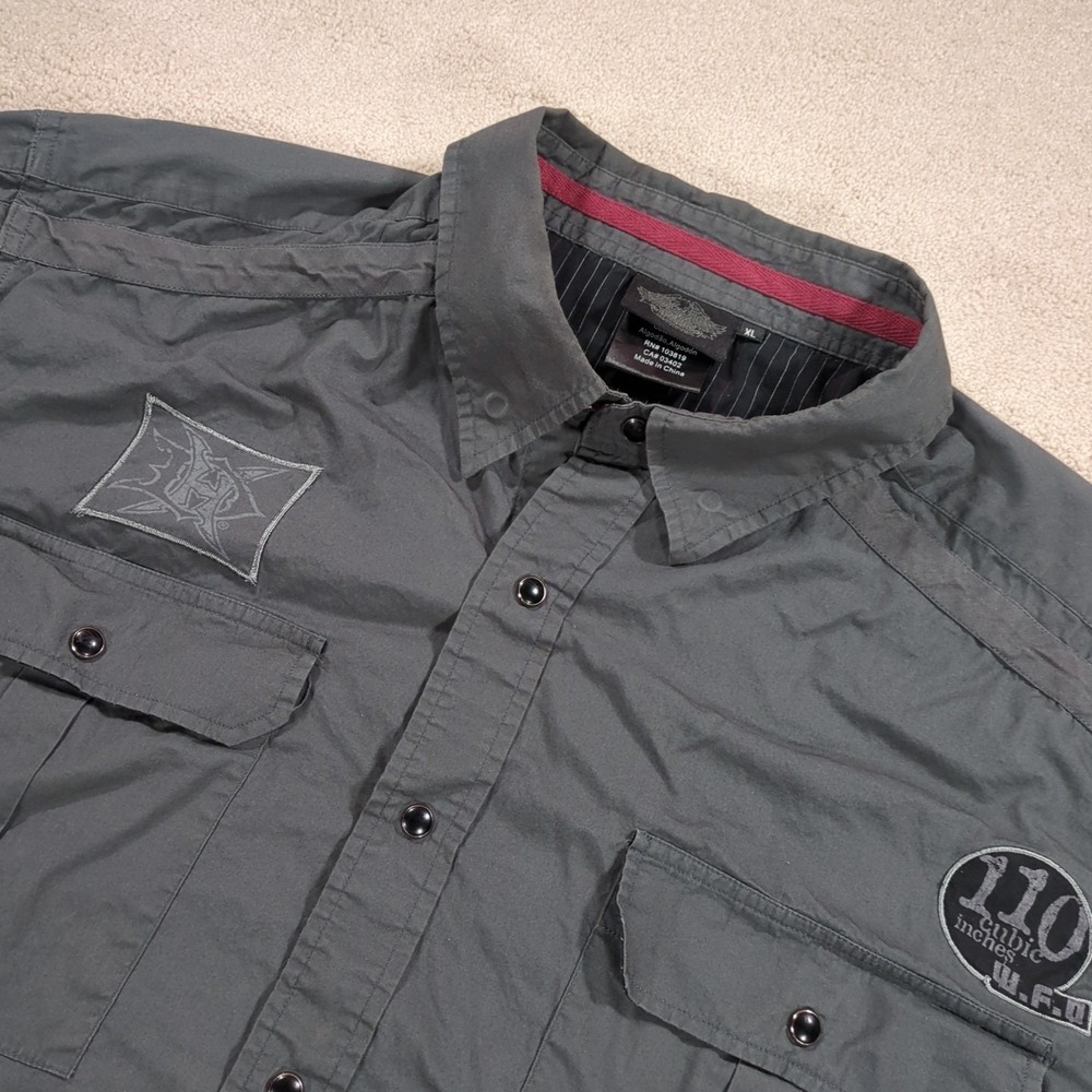 Harley Davidson Mens Extra Large XL Short Sleeve Pearl Snap Patches Cotton Shirt
